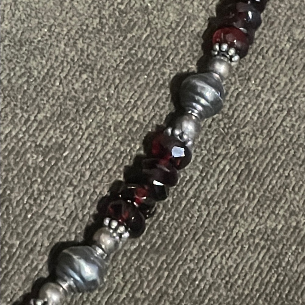 .925 Sterling GARNET BRACELET real solid Silver Fine Jewelry, Red, Vtg 1990s